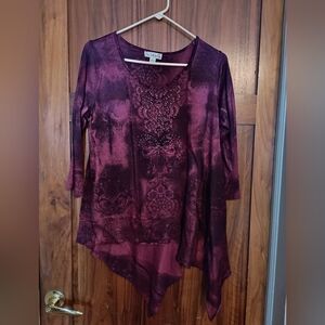 Live and Let Live Maroon Asymmetrical Tunic